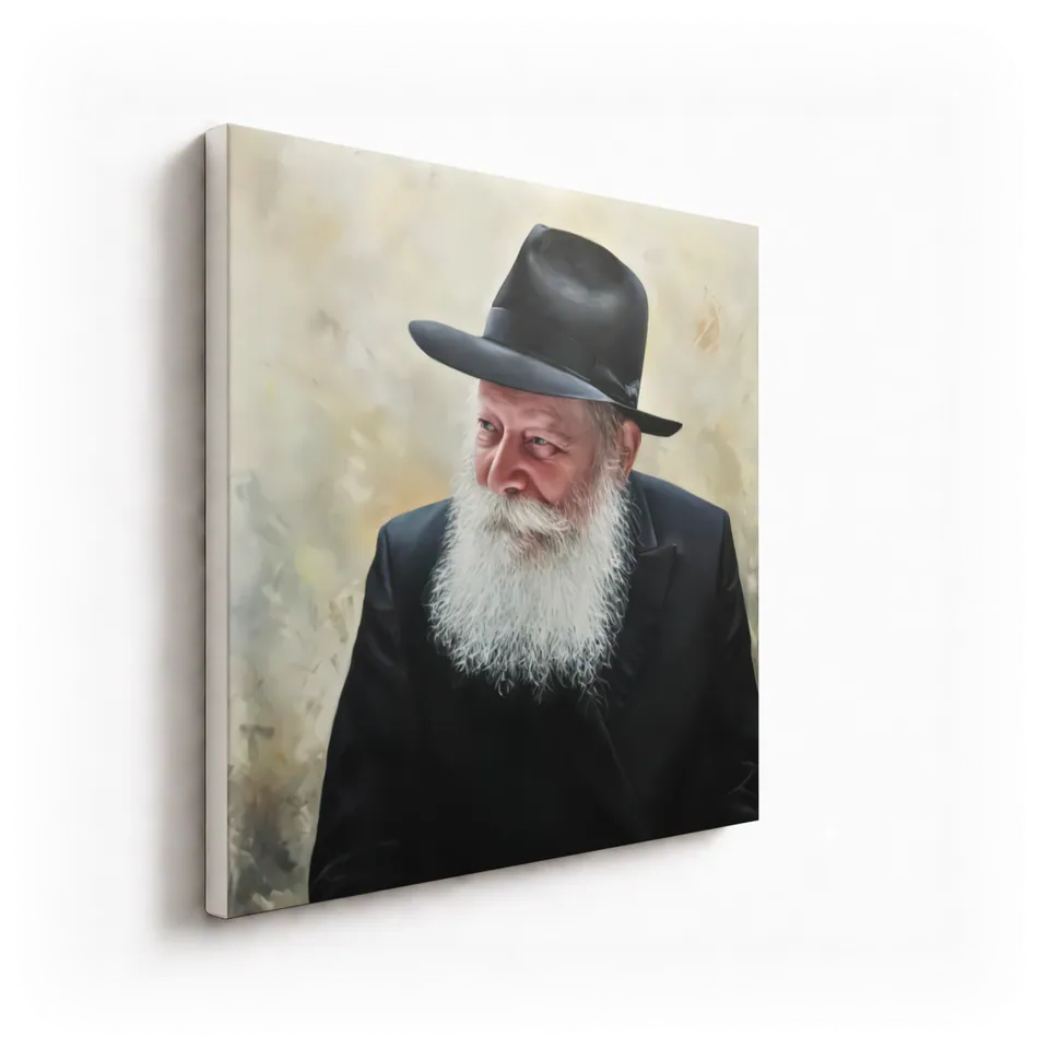 Lubavitcher Rebbe, angled view showing the canvas edge