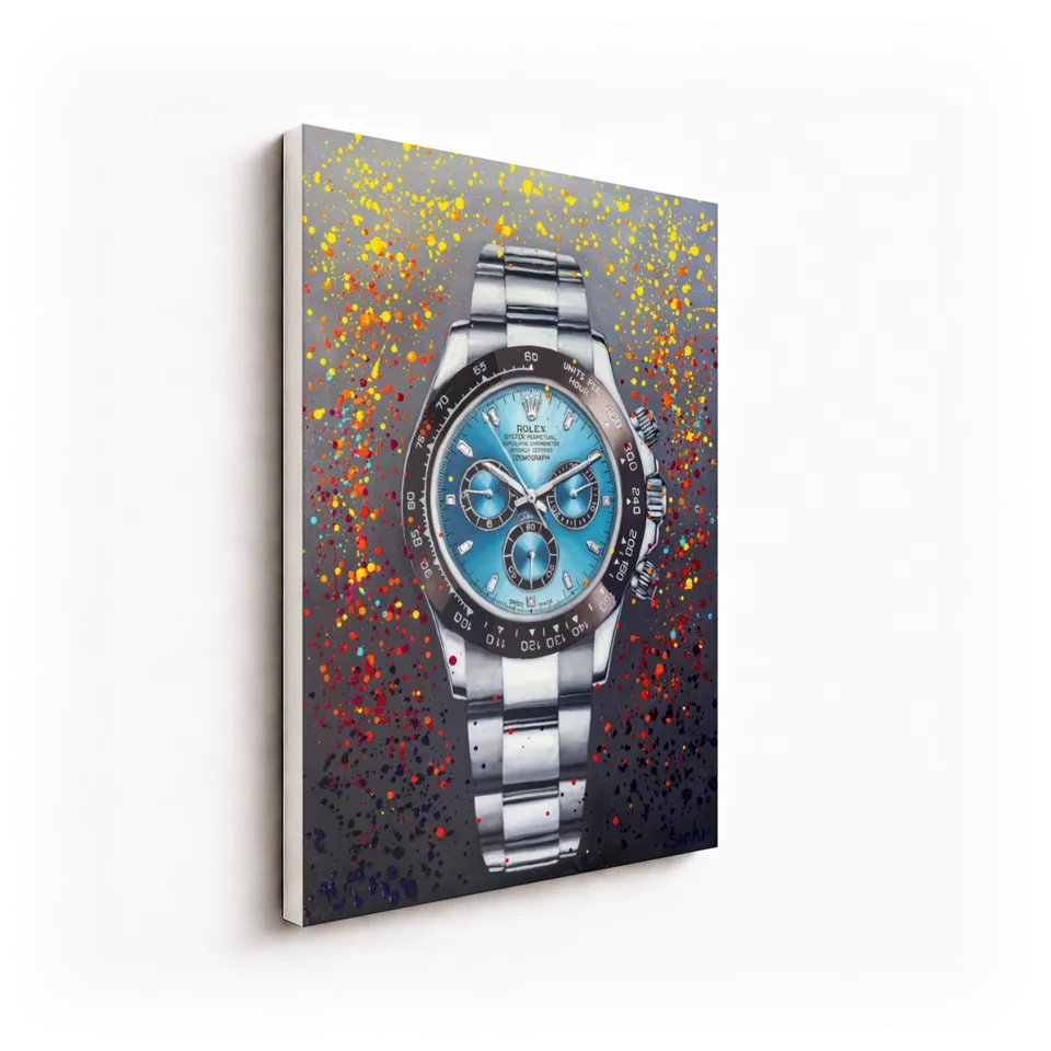 Rolex Daytona, angled view showing the canvas edge