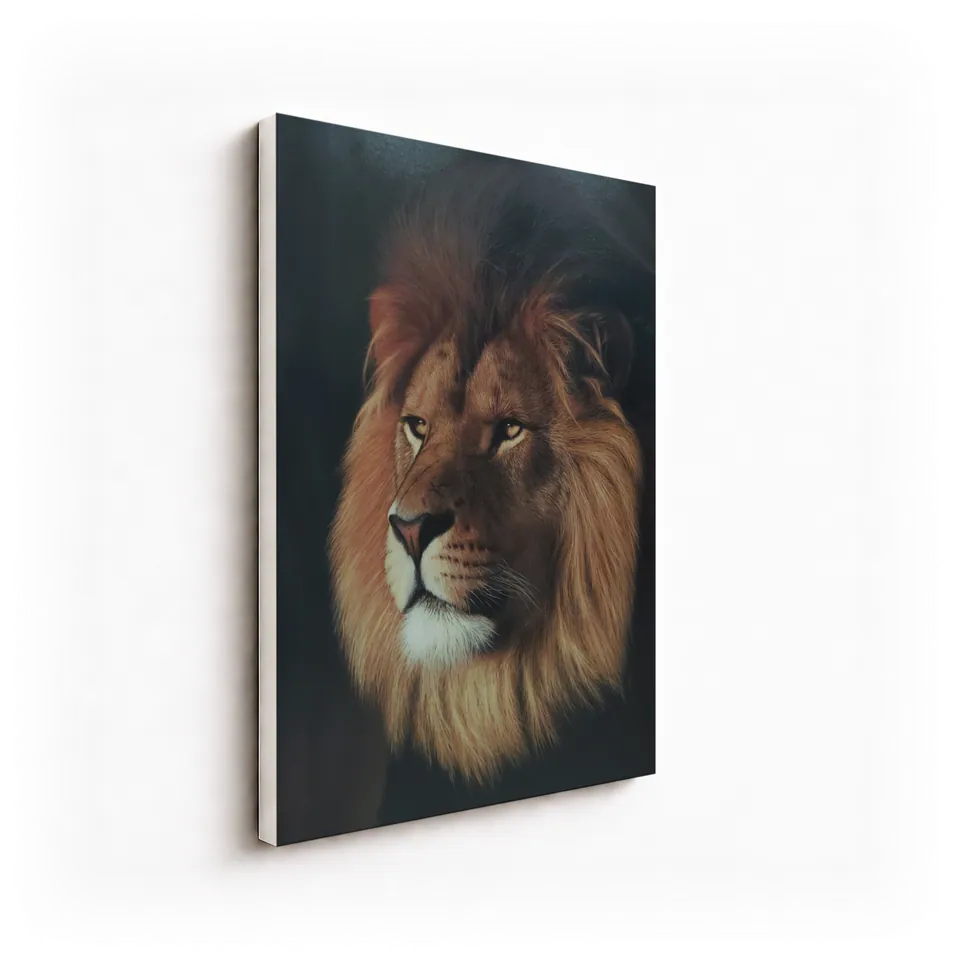 Lion, angled view showing the canvas edge