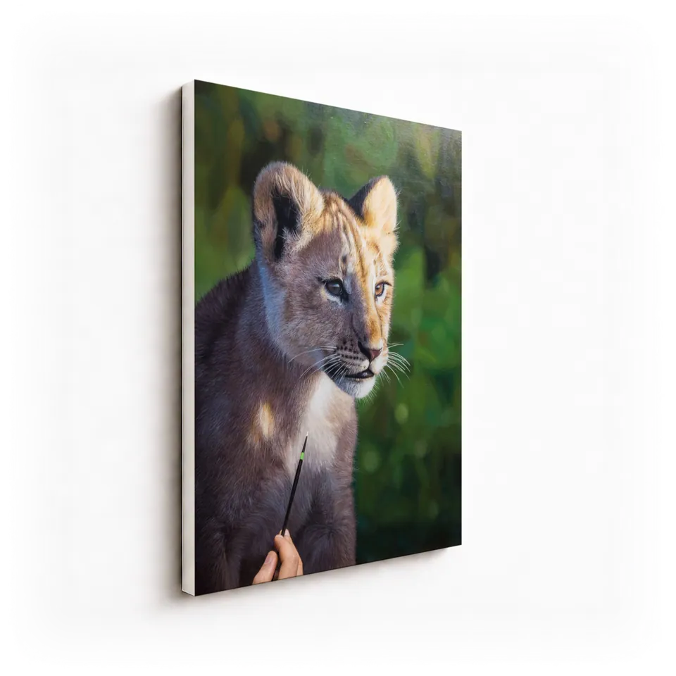 Lion Cub, angled view showing the canvas edge